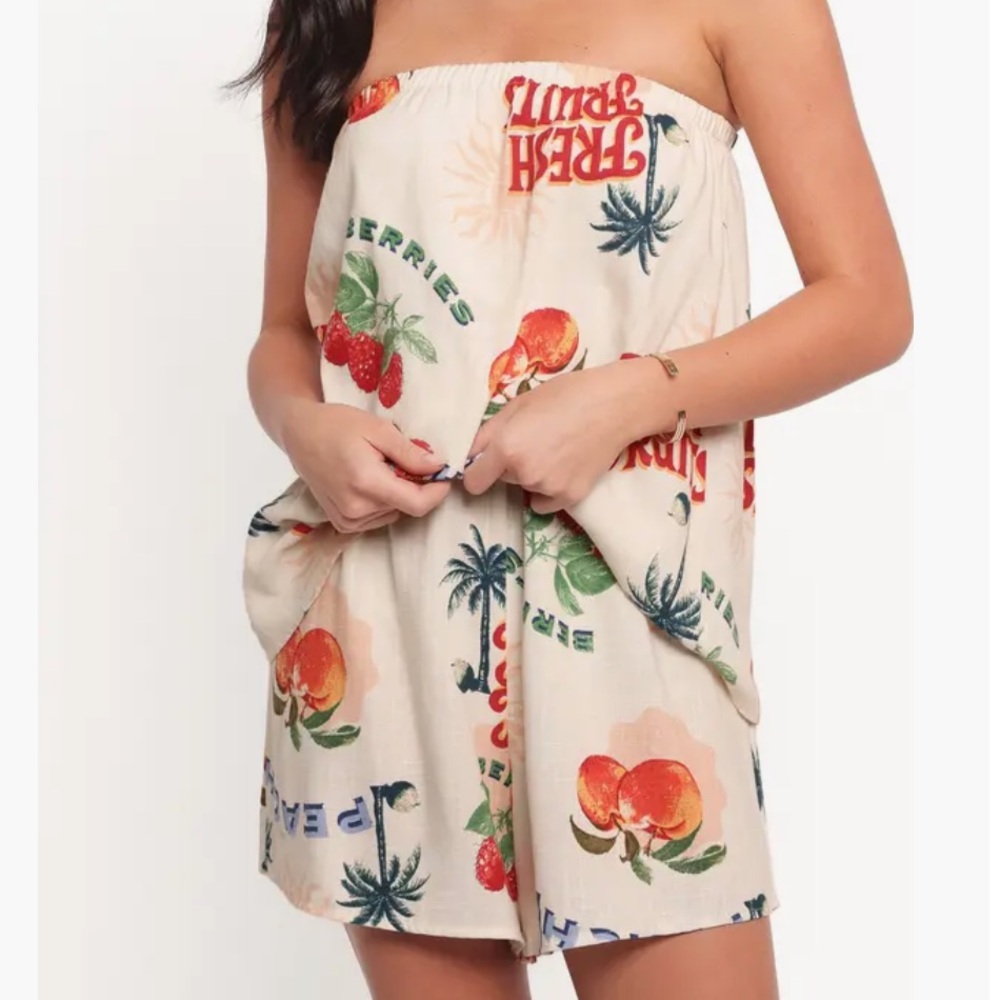 Summer farmers market fresh fruits strapless romper new